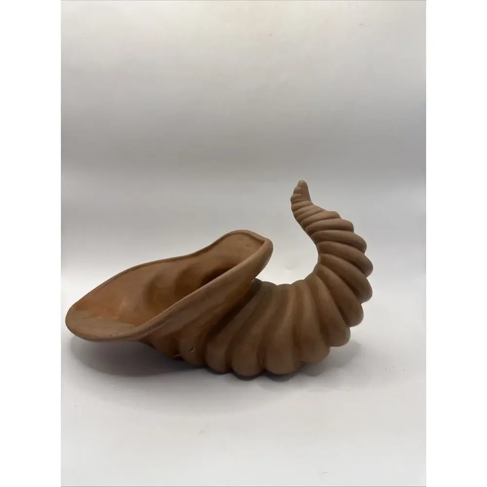 Cornucopia Horn of Plenty Ceramic Pottery Vase Container *